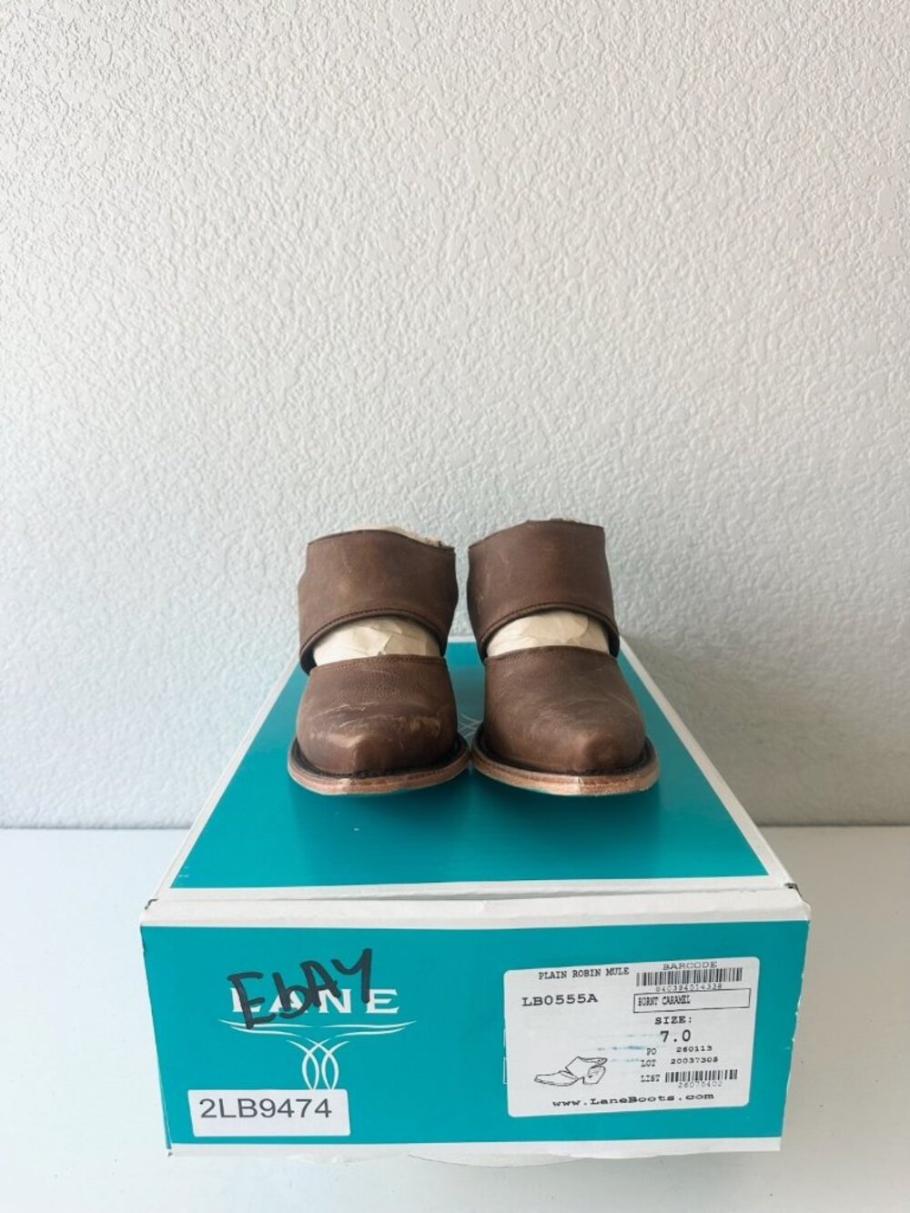 Lane Robin Slingback Mule Brown Cowboy Boots Womens Cowgirl Western Ankle Sz 7 - Picture 11 of 12